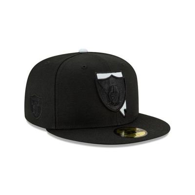 Las Vegas Raiders Gorra | New Era NFL State Logo Reflect 59fifty Fitted Cap Mexico - Negros